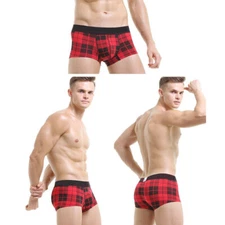 ZONBAILON Men's Underwear British Plaid Style Cotton Breathable Elastic Boxer
