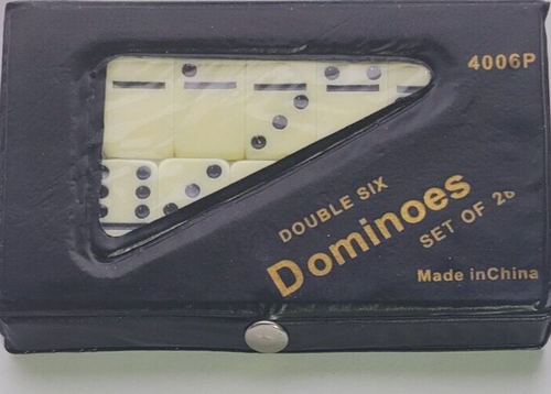 Double Six Dominoes Game Mini Set of 28 Travel Size is 1 1/2"X3/4"X1/4" - Picture 9 of 12