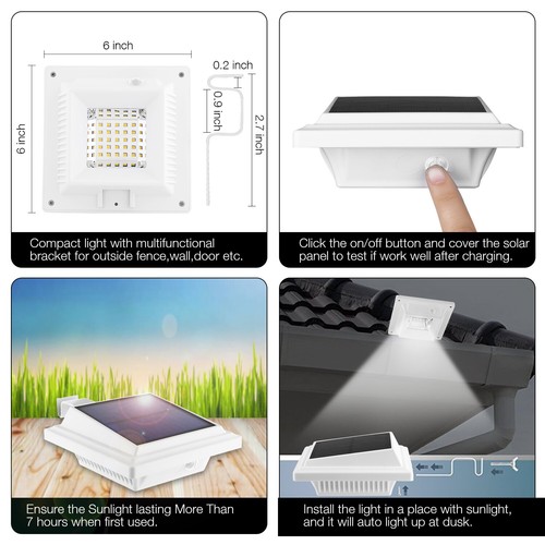 Solar Gutter Lights Upgraded 25LEDs Outdoor Waterproof Fence Lights Dark Sensing - Picture 13 of 22