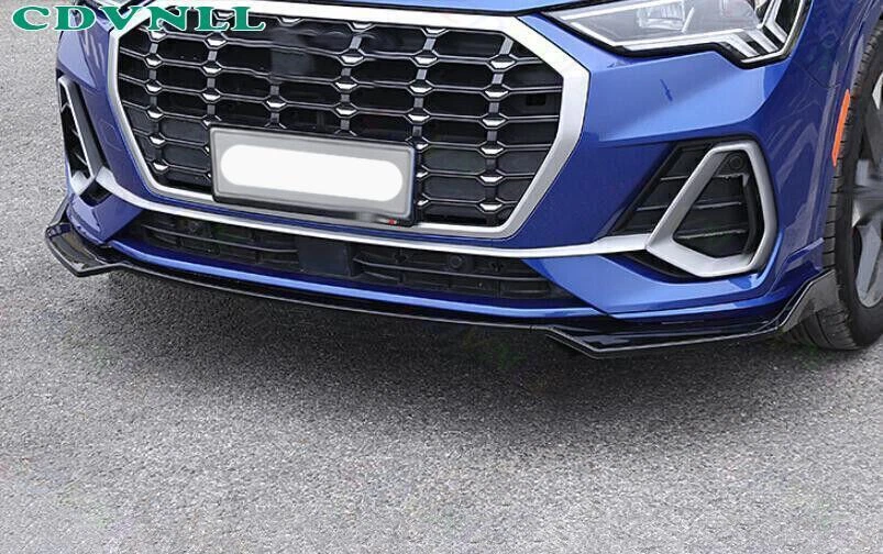 Kit de carrocería alerón labial parachoques delantero negro brillante para Audi Q3 Quattro 2019-24 tira Foto 3 de 4
