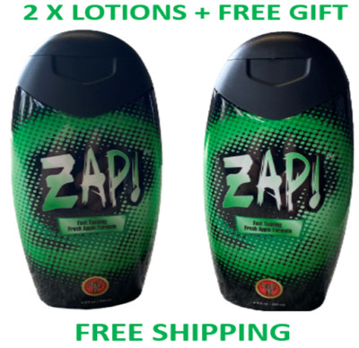 2x Bräunungsbeschleuniger Lotion POWER TAN ZAP APPLE PLUS GRATIS GESCHENK