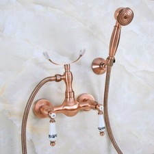 Antique Red Copper Bathroom Handheld Spray Shower Mixer Water Faucet Tap 2na354
