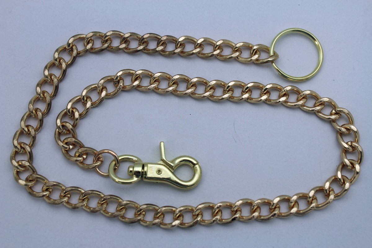 Men Classic Long Gold Metal Wallet Chain Links KeyChain