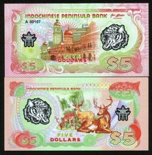 Indochinese Peninsula $5, 2021 Clear Window Polymer - Deer, Sultan Abdul Samad F