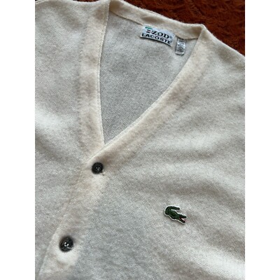 トップス 70's IZOD LACOSTE Acryl Cardigan Vtg 70s Izod Lacoste Sweater Men's Sz M Cardigan Orlon