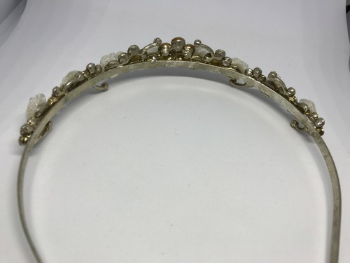 Vintage Silver Crystal Flower Tiara Hair Band Clip Headband Wedding Perfect 1980 - Picture 4 of 5