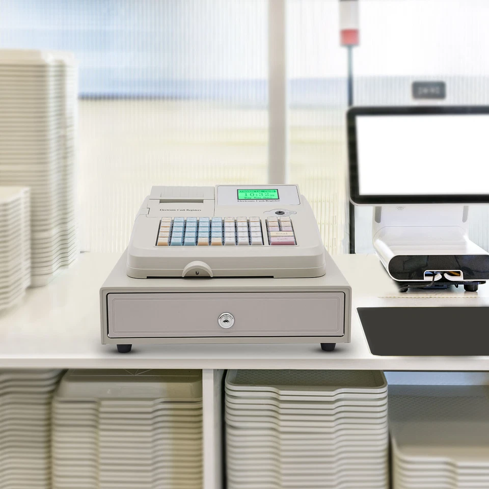 Caja registradora electrónica con teclado plano e impresora térmica comercial 48 teclas Foto 3 de 4