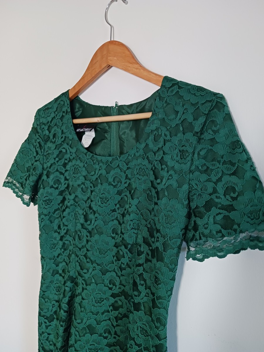 Vintage My Michelle Dress Green Lace Mini Holiday 90s Y2K Size 3/4 XS Small Vintage My Michelle Dress Green Lace Mini Holiday 90s Y2K Size 3/4 XS Small