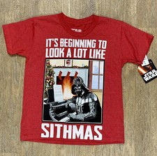 NWT STAR WARS Darth Vader Christmas Red T Shirt Kids XS Merry Sithmas