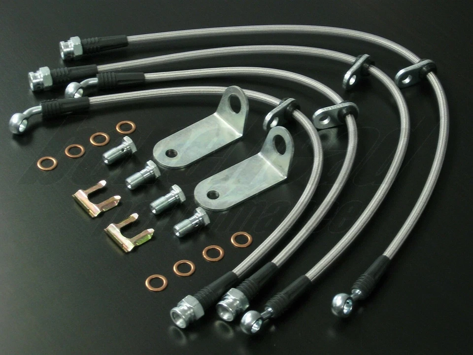 Líneas de freno trenzadas de acero inoxidable Techna-Fit 2006-2011 Honda Civic Si y EX Foto 3 de 4