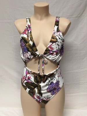 Women's NWT O'Neill Allure Paradise Over The Shoulder Cut-Out 1pc Swimsuit 