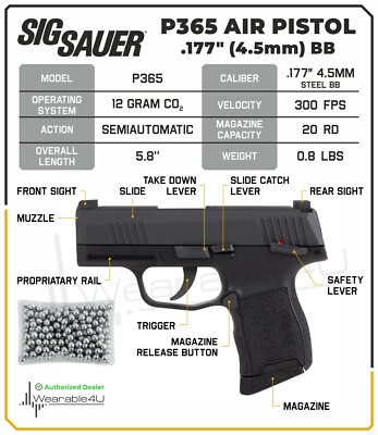 Sig Sauer P365 CO2 Manual Safety Blowback BB Air Pistol