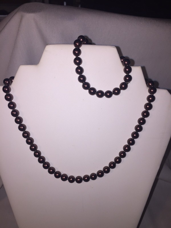 Rejoice Designs 16” + 2 1/2” Faux Bronze Pearl Necklace And Bracelet.