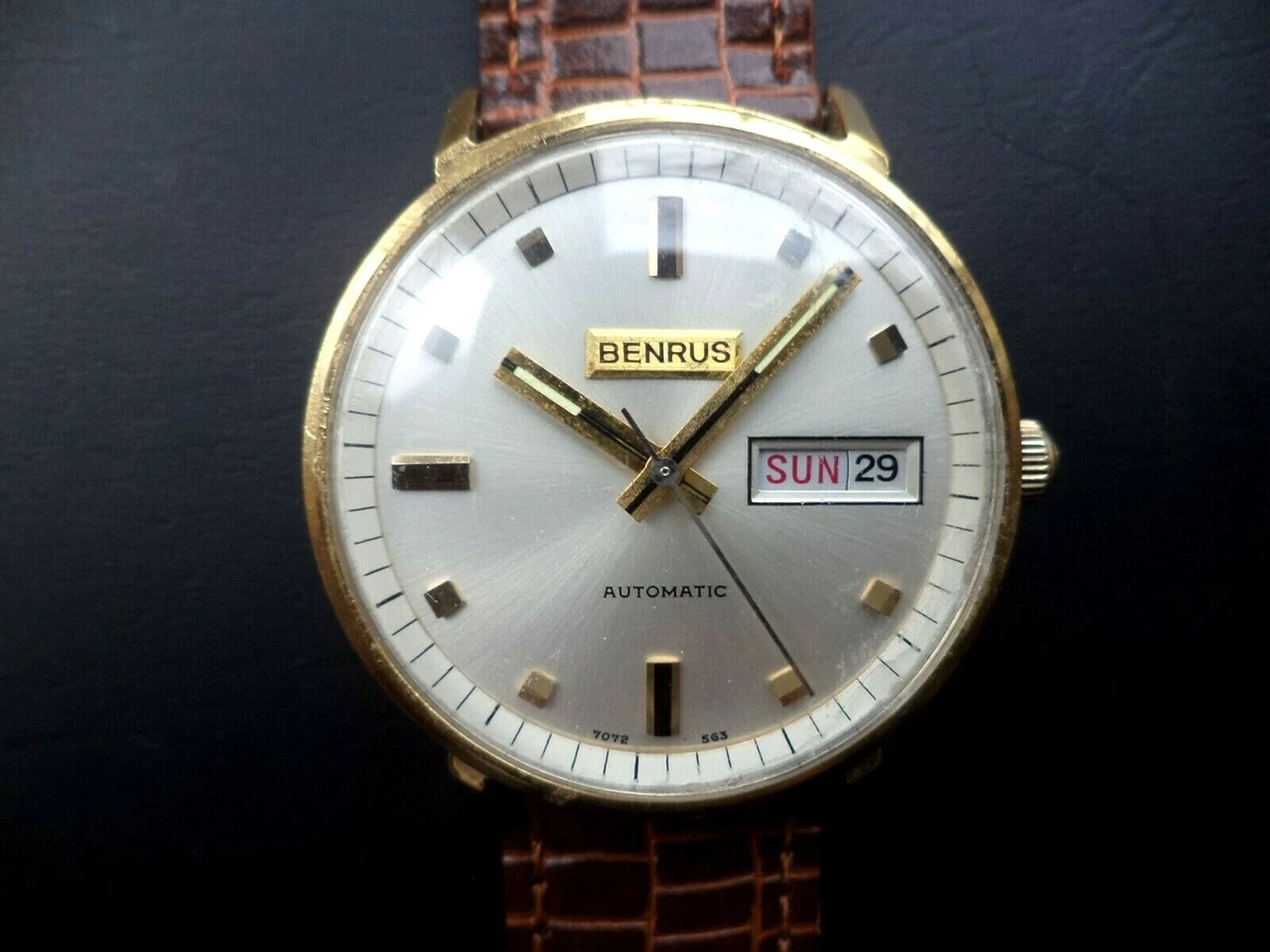 Benrus Men s Automatic Watch 17 Jewels Day Date Quick Set New Band