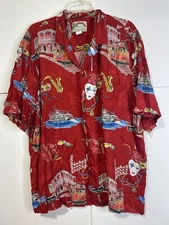 Paradise Found New Orleans Mardi Gras Bourbon St. 2XL Shirt Hawaiian Button Up