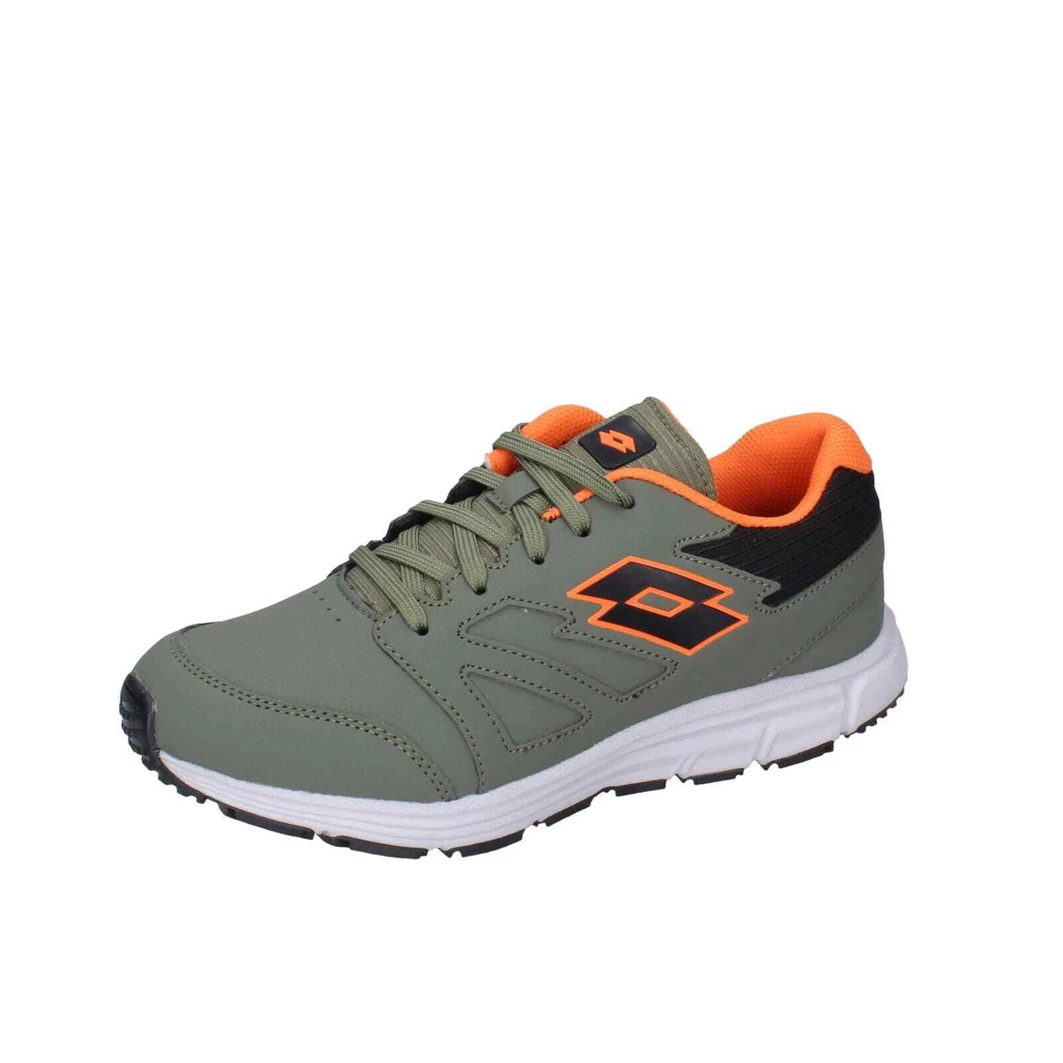 Chaussures Enfant LOTTO 38 Ue Baskets Vert Cuir Orange Tissu BC388