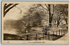 c1918 Park Birkenhead England Postcard Merseyside Cheshire Rppc Swan Real Photo