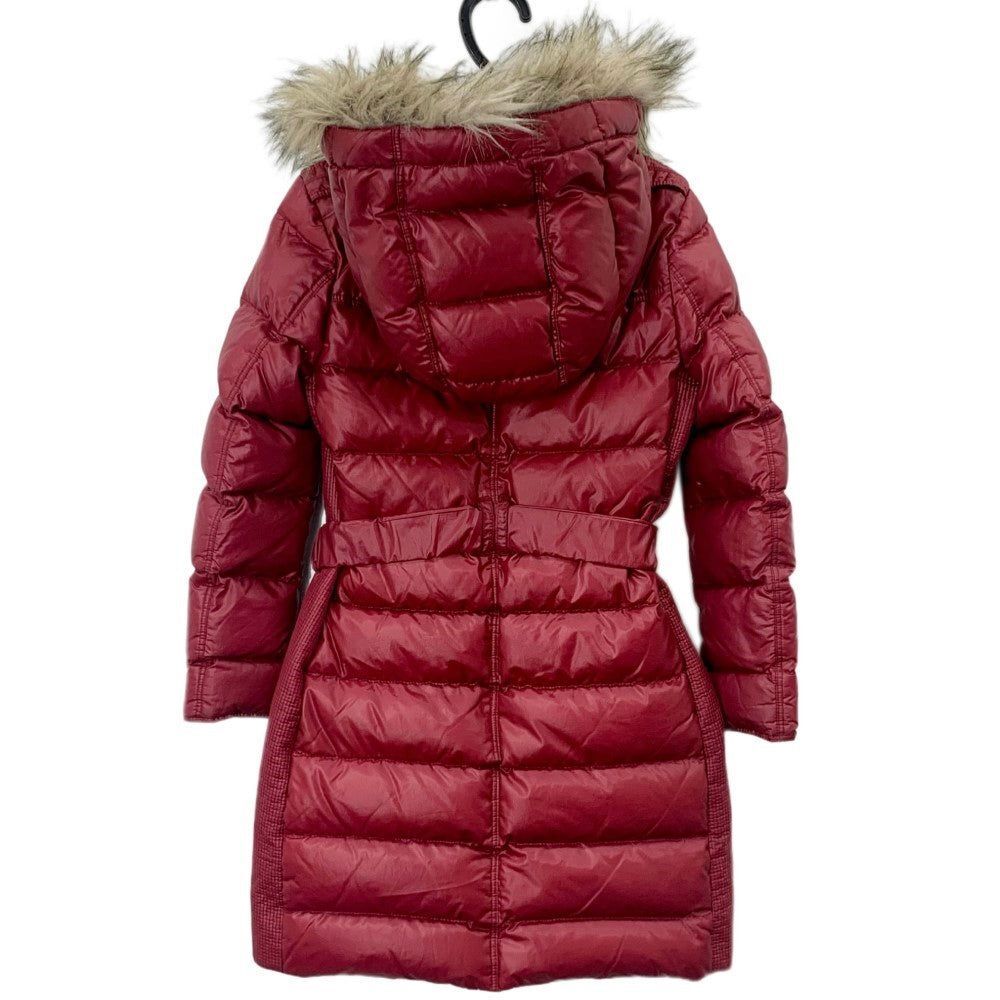 Burberry Kids Bordeaux Down Coat Nylon Fur Trim Size 6Y 116cm