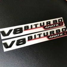 Brilliant Shiny Gloss Black Red V8 BITURBO 4MATIC+ Emblems for Mercedes Benz AMG