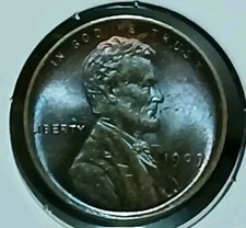1909p VDB Lincoln Wheat Cent UNC TONED Lustrous Strike w/ BLUE Color