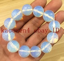 Beautiful 14mm Faceted White Moonstone Round Gemstone Bedas Bracelets 7.5'' AAA