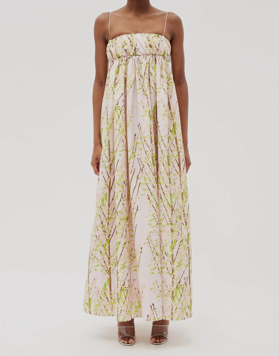 870 Bernadette Women s Pink Blossom Print Maxi Dress Size FR38