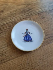 RW Bavaria Germany 3 1/4" Trinket Plate Handpainted Picture Proof Gold Trim 
