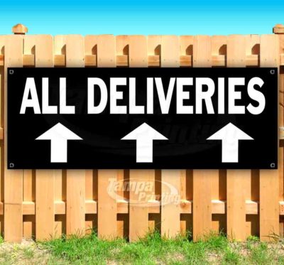ALL DELIVERIES UP BLK/WH Advertising Vinyl Banner Flag Sign Many Sizes ARROWS
