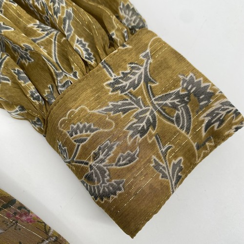 House Of Harlow 1960 Mustard Floral Metallic Lined Mini Dress Prairie Size XS - Imagen 6 de 14