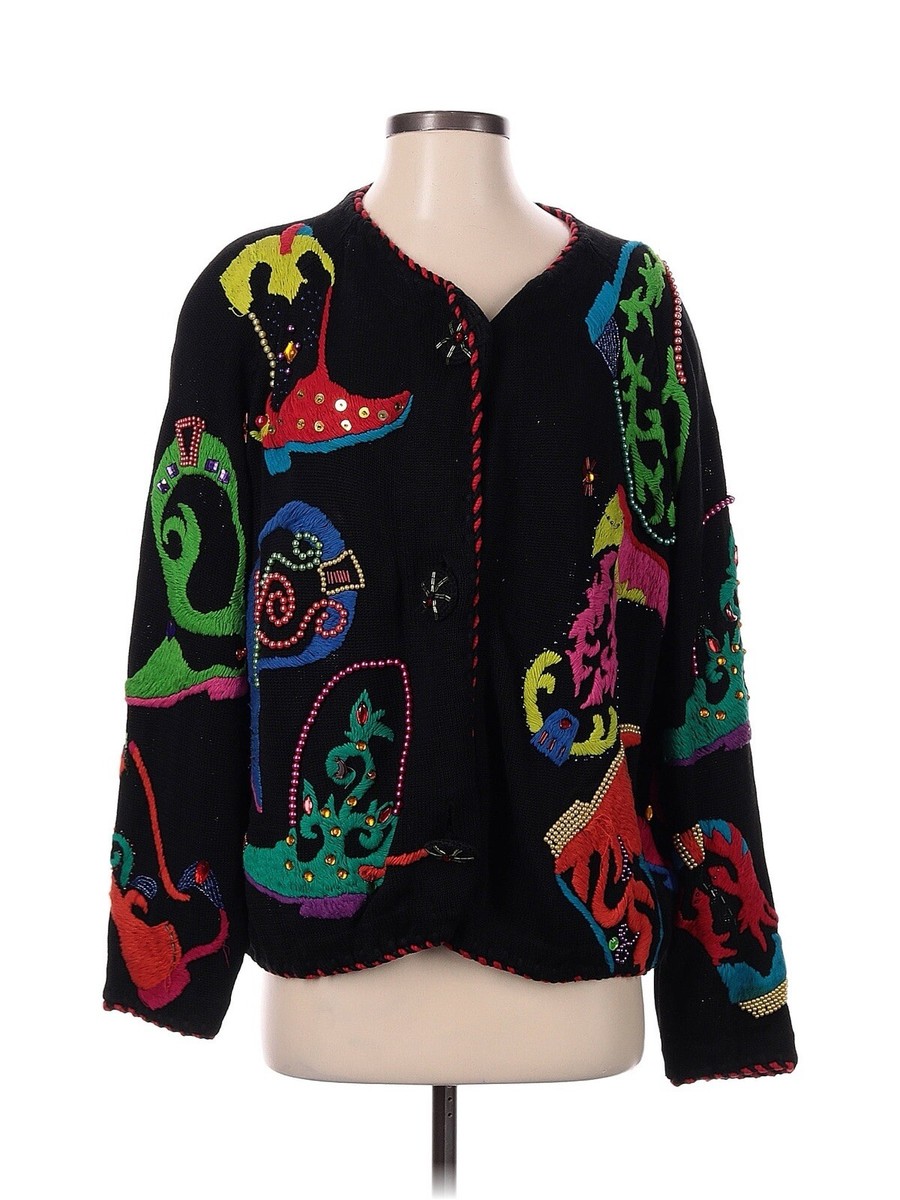 VTG 90's Michael Simon Cowboy Boot Beaded Cardigan Sweater VTG 90's Michael Simon Cowboy Boot Beaded Cardigan Sweater