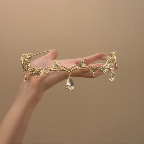 Rhinestone Water-drop Leaf Headband Crystal Bridal Tiara Crown Hair Hoop Wedding - Picture 20 of 24