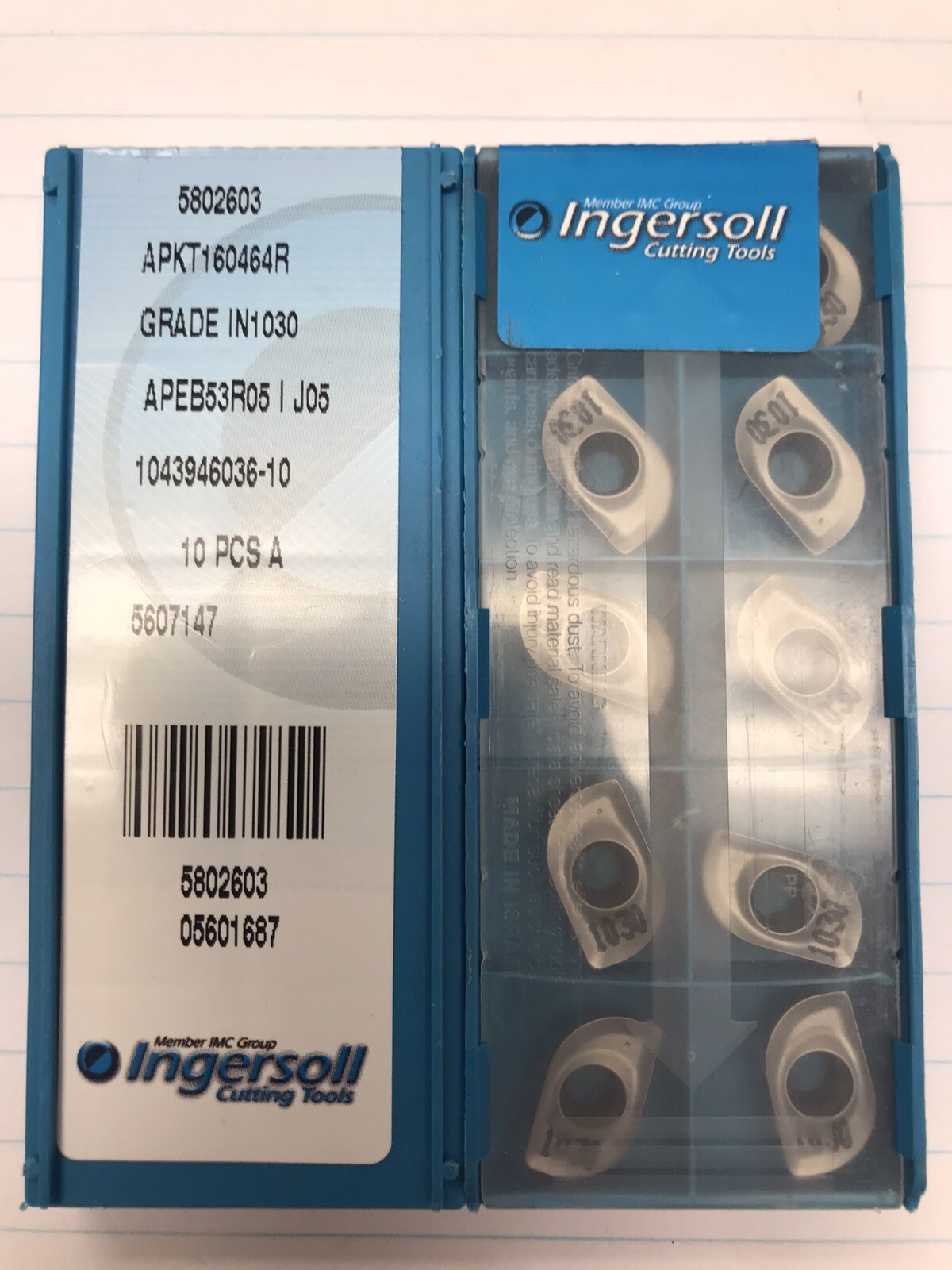 10 pcs. APKT160464R IN1030 INGERSOLL INSERTS (loc stk)