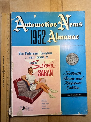 Vintage Automotive News 1952 Almanac 16 th Edition 15.25” x 11” Rare SB11 - Picture 1 of 9