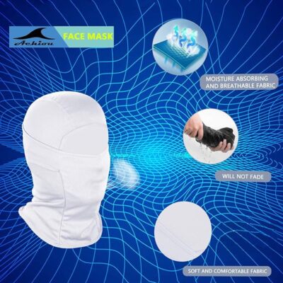 Achiou Balaclava Face Mask UV Protector OSFM Men/Women Lightweight White Mesh