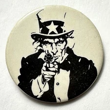 Uncle Sam Holds Revolver Heinrich Specialty Co Celluloid Pinback Early Version