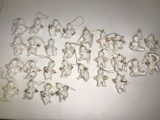 LOT Of 29 Ceramic Christmas ANGEL Cherub White W/ Gold Paint + Hang Ornaments