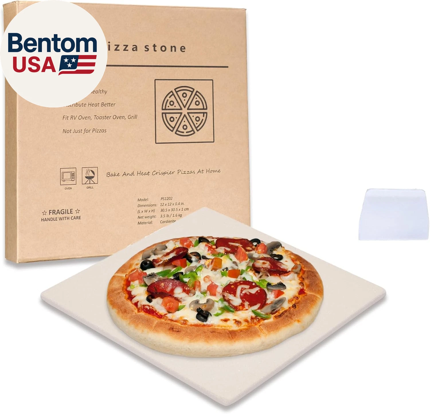 12" X 12" Pizza Stone Square Baking Stone | Premium Cordierite Pizza Grilling St