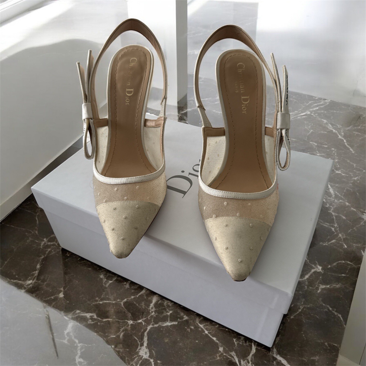 Dior Heels Size 40 US 9 9.5 J’ador Dior Mesh White MSRP $1240