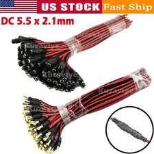 100/5PCS DC Power Pigtail Cable Plug 18AWG 2.1mm x 5.5mm Male Female Connectors