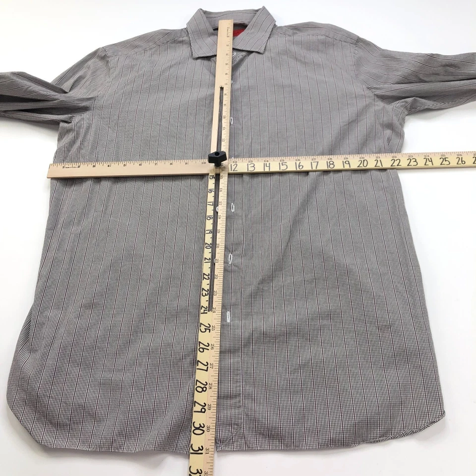 Camisa de Vestir Isaia Napoli 17/43 Cm Marrón Rojo Botón Manga Larga Algodón Poliéster Foto 3 de 4