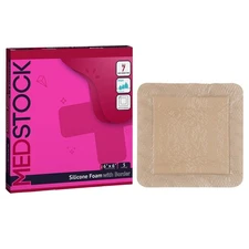 MEDSTOCK Silicone Foam Dressing with Border - 6" x 6" (Box of 5)