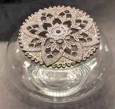 POTPOURRI GLASS JAR WITH PEWTER LID 4 1/2”D