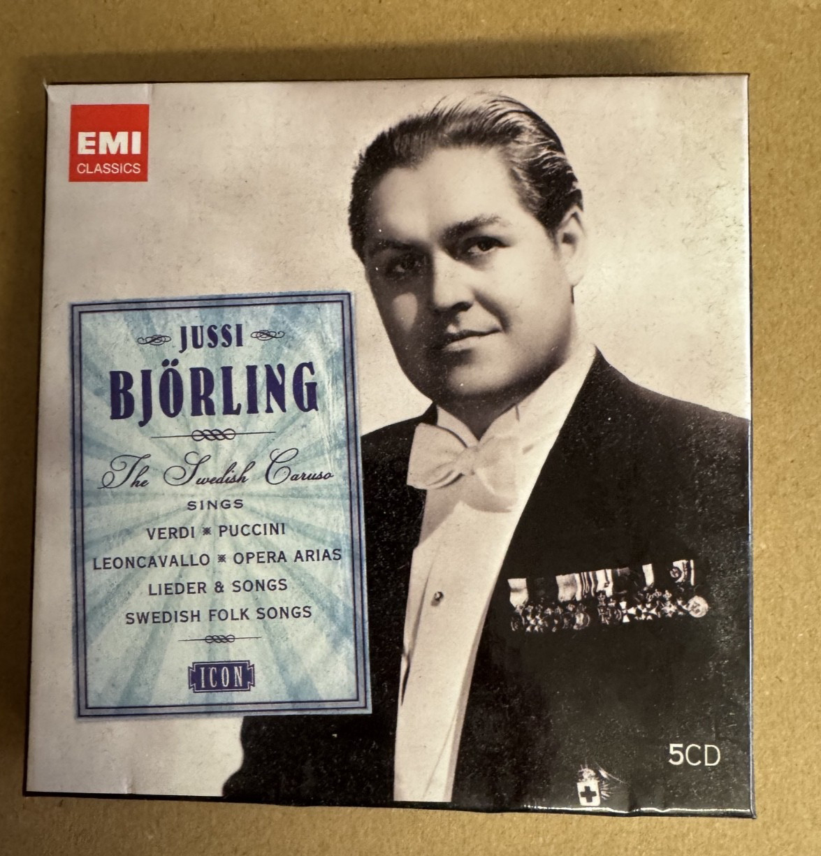 Jussi Björling Sings Verdi, Puccini, Leoncavallo, Opera Arias, Liede 5CD BOX SET
