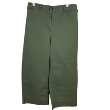 Talbots Women's Olive Green Wide Leg Crop Chino Pants Size 4