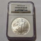 2008 American Silver Eagle $1 NGC Gem Uncirculated .999 Fine Silver