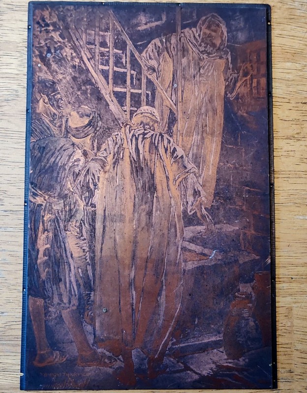 Antique 1909 Copper Photogravure Printing Plate Gustave Dore Christ Befor Pilate