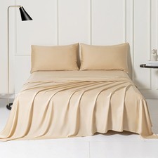 4 Piece King Sheet Set 100 Tencel Lyocell Extra Soft Bed Sheet Champagne