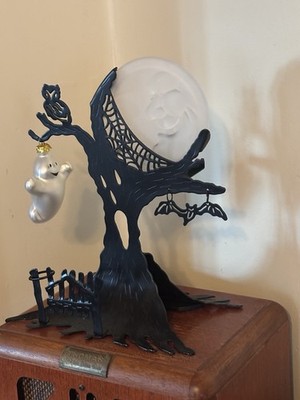 Party Lite Metal Frosted Halloween Spooky Candle Holder Ghost Ornament P7859 IOB