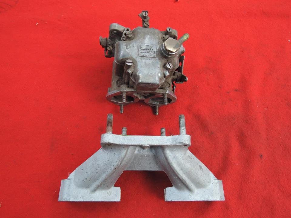 FIAT 1100 Used Side Draft Carburetor INTAKE MANIFOLD w/ Holley Europea Weber - Imagem 3 de 4