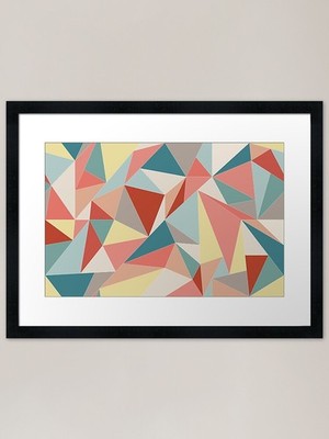 Fraktale Dreiecke in lebendigem Pastell gerahmtes Wandbild Poster Leinwanddruck Bild